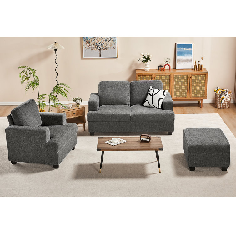 Latitude Run Sofa Modern Couches With Storage Ottomans 2 Piece Set Loveseat And Single Seat Comfy Couches For Living Room Bedroom And Office